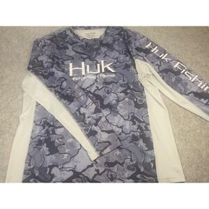 Huk Performance Fishing Long‎ Sleeve Camo Shirt Men's Size L
